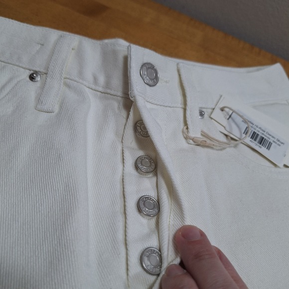 New ZSupply Everyday Hi-Rise Denim Jean Shorts Sz 28 Off White Distressed Cutoff - Picture 8 of 9
